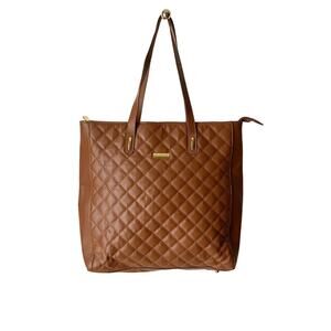 Joy & Iman Caramel Brown Leather Tote Bag